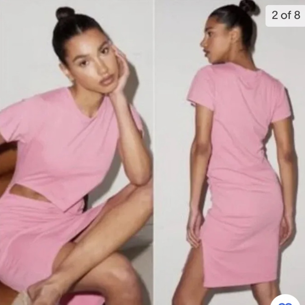 NWT LNA Alek Pink Cutout Short Sleeve‎ Dress